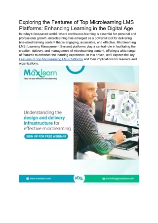 Exploring the Features of Top Microlearning LMS Platforms_ Enhancing Learning in the Digital Age