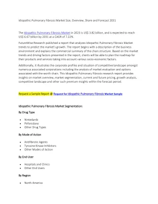 Idiopathic Pulmonary Fibrosis Market Size, Overview, Share and Forecast 2031