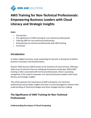 AWS Training for Non-Technical Professionals Empowering Business Leaders with Cloud Literacy and Strategic Insights