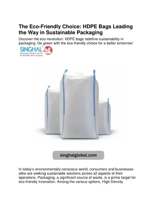 The Eco-Friendly Choice HDPE Bags Leading the Way in Sustainable Packaging