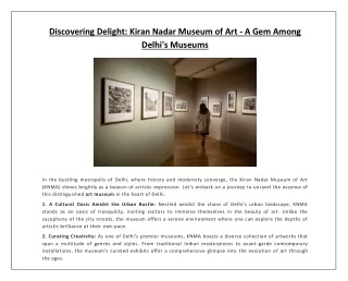 Discovering Delight: Kiran Nadar Museum of Art - A Gem Among Delhi's Museums