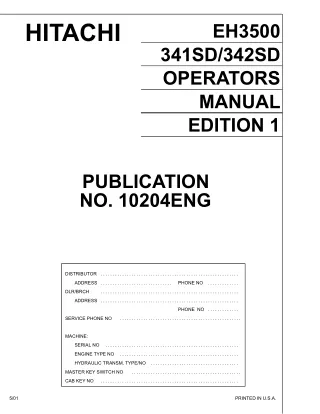 Hitachi EH3500 Rigid Frame Truck operator’s manual