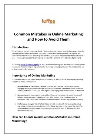 Common Mistakes in Online Marketing and How to Avoid Them