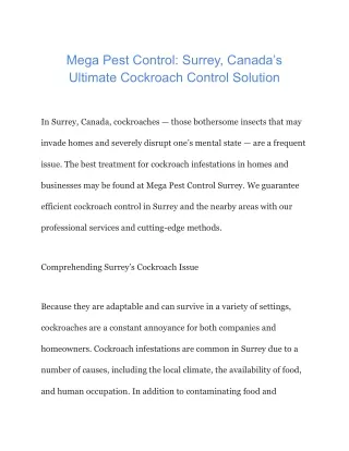 Effective Bed Bug Control in Langley: Rest Easy with Mega Pest Control