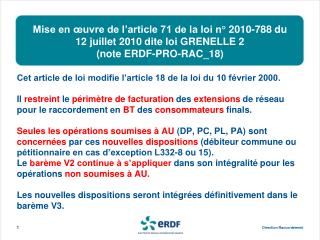 Mise en œuvre de l’article 71 de la loi n° 2010-788 du 12 juillet 2010 dite loi GRENELLE 2 (note ERDF-PRO-RAC_18)