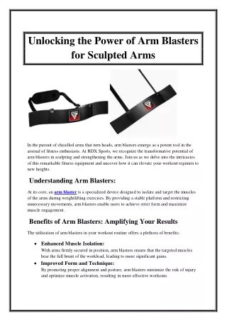 Unlocking the Power of Arm Blasters for Sculpted Arms