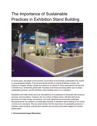 The Importance of Sustainable Practices in Exhibition Stand Building