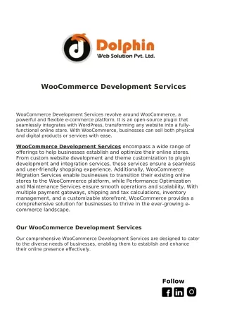 WooCommerce Development Services