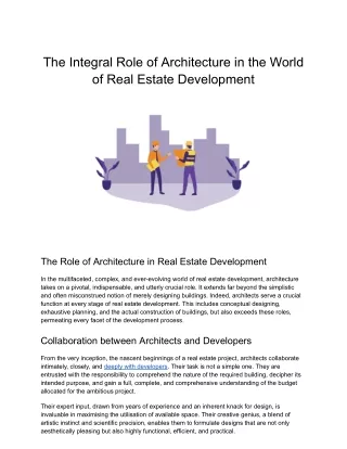 The Integral Role of Architecture in the World of Real Estate Development