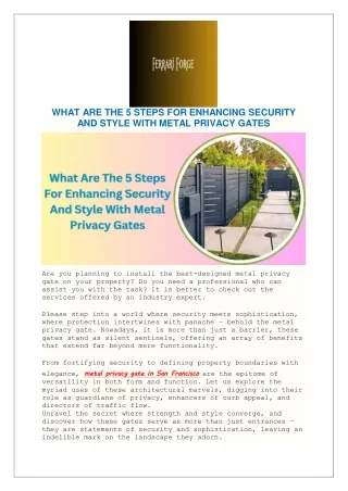 WHAT ARE THE 5 STEPS FOR ENHANCING SECURITY AND STYLE WITH METAL PRIVACY GATES