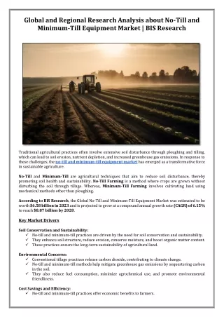 Global Research Analysis about No-Till and Minimum-Till Equipment Market