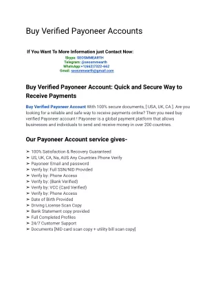 Buy Old And New Verified Payoneer Account