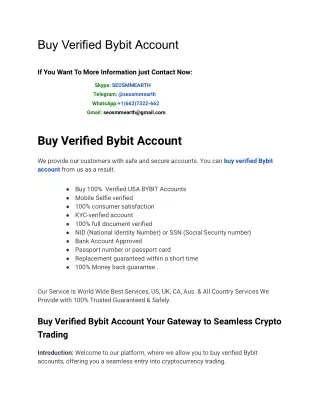 Buy Old And New Verified Bybit Account