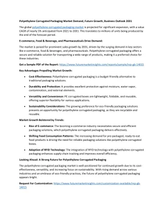 Polyethylene Corrugated Packaging Market Demand