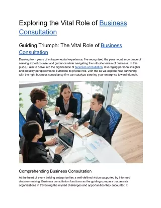 Exploring the Vital Role of Business Consultation