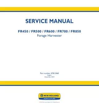 New Holland FR500 Forage Harvester Service Repair Manual