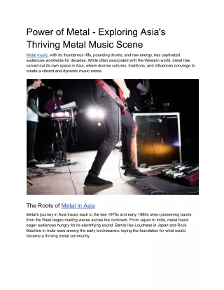 Power of Metal - Exploring Asia's Thriving Metal Music Scene