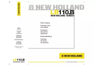 New Holland Kobelco LB110.B Backhoe Loader Parts Catalogue Manual