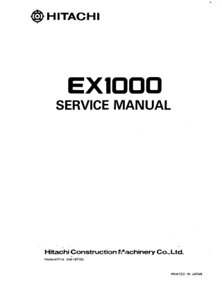 Hitachi EX1000 Excavator Service Repair Manual