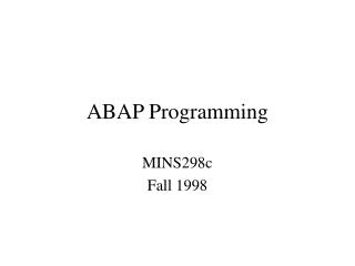 ABAP Programming