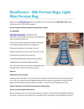 BestDecorz - Silk Persian Rugs, Light Blue Persian Rug
