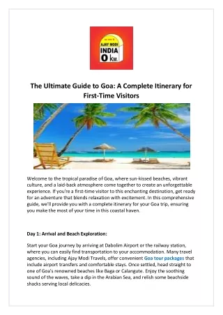 The Ultimate Guide to Goa  A Complete Itinerary for First Time Visitors