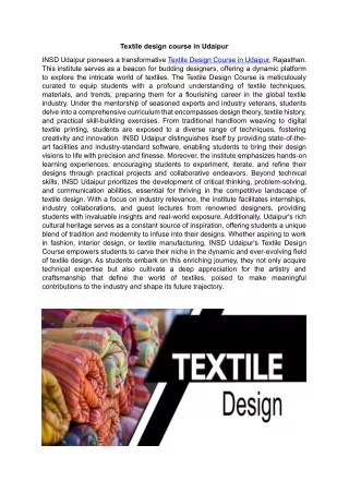 Textile design course in Udaipur