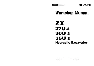 HITACHI ZAXIS 30U-3, 30U-3F EXCAVATOR Service Repair Manual