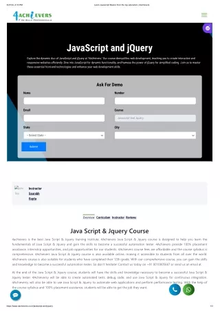 JavaScript and jQuery course- 4achievers