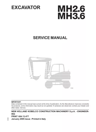 New Holland MH2.6 Midi Wheel Excavator Service Repair Manual