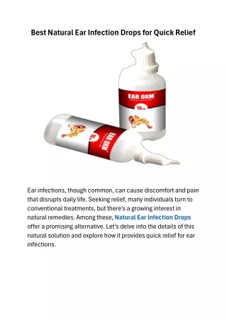 Best Natural Ear Infection Drops for Quick Relief