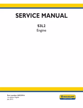 New Holland S3L2 Engine Service Repair Manual