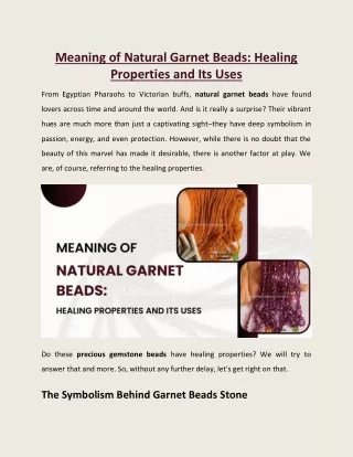 Meaning of Natural Garnet Beads: Healing Properties and Its Uses