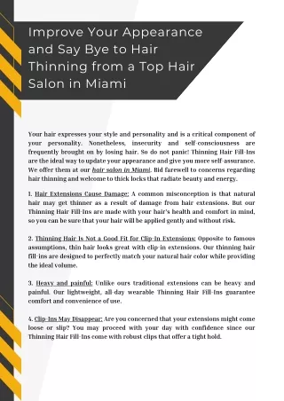 Say Bye to Hair Thinning from a Top Hair Salon in Miami