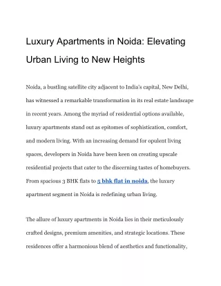 Luxury Apartments in Noida_ Elevating Urban Living to New Heights