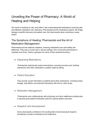 Unveiling the Power of Pharmacy_ A World of Healing and Helping