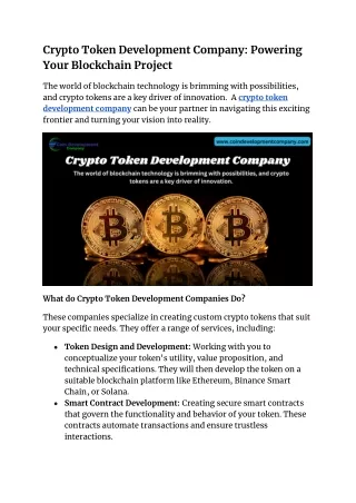 Crypto Token Development Company_ Powering Your Blockchain Project