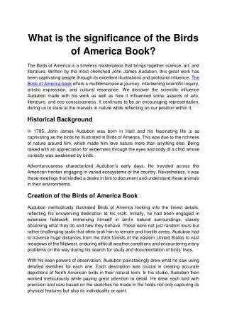 What is the significance of the Birds of America Book