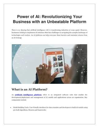 Power of AI Revolutionizing Your Business with an Unbeatable Platform