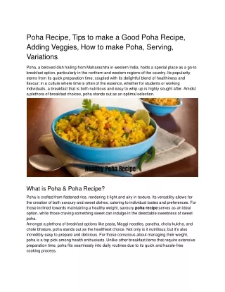 Doc 21 Poha Recipe vpure