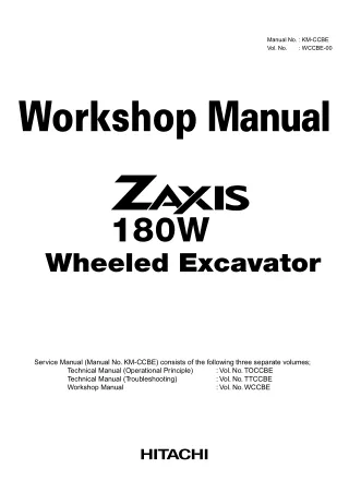 HITACHI ZAXIS 180W WHEELED EXCAVATOR Service Repair Manual