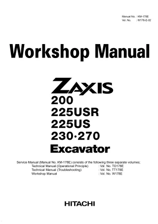 HITACHI ZAXIS 200 EXCAVATOR Service Repair Manual