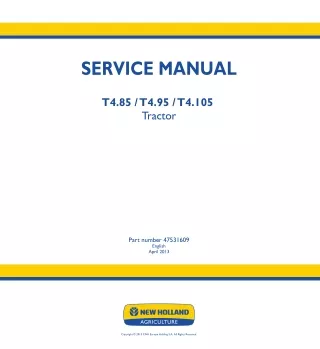 New Holland T4.85 Tractor Service Repair Manual