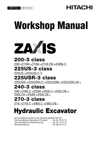 HITACHI ZAXIS 200-3, 210H-3, 210K-3, 210LCN-3, 240N-3 EXCAVATOR Service Repair Manual