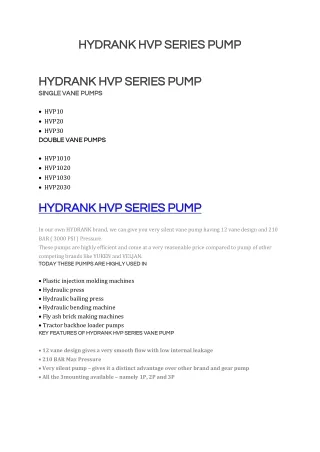 HYDRANK HVP SERIES PUMP