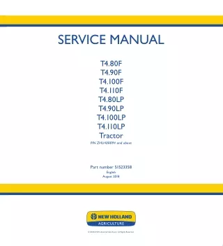 New Holland T4.90F Tractor Service Repair Manual