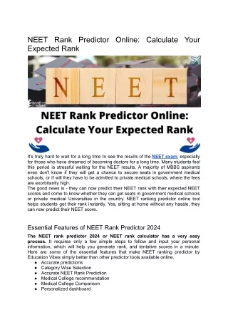 NEET Rank Predictor Online_ Calculate Your Expected Rank