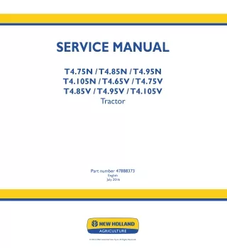 New Holland T4.95V Tractor Service Repair Manual