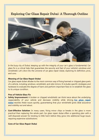 Exploring Car Glass Repair Dubai A Thorough Outline