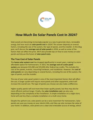 How Much Do Solar Panels Cost In 2024?